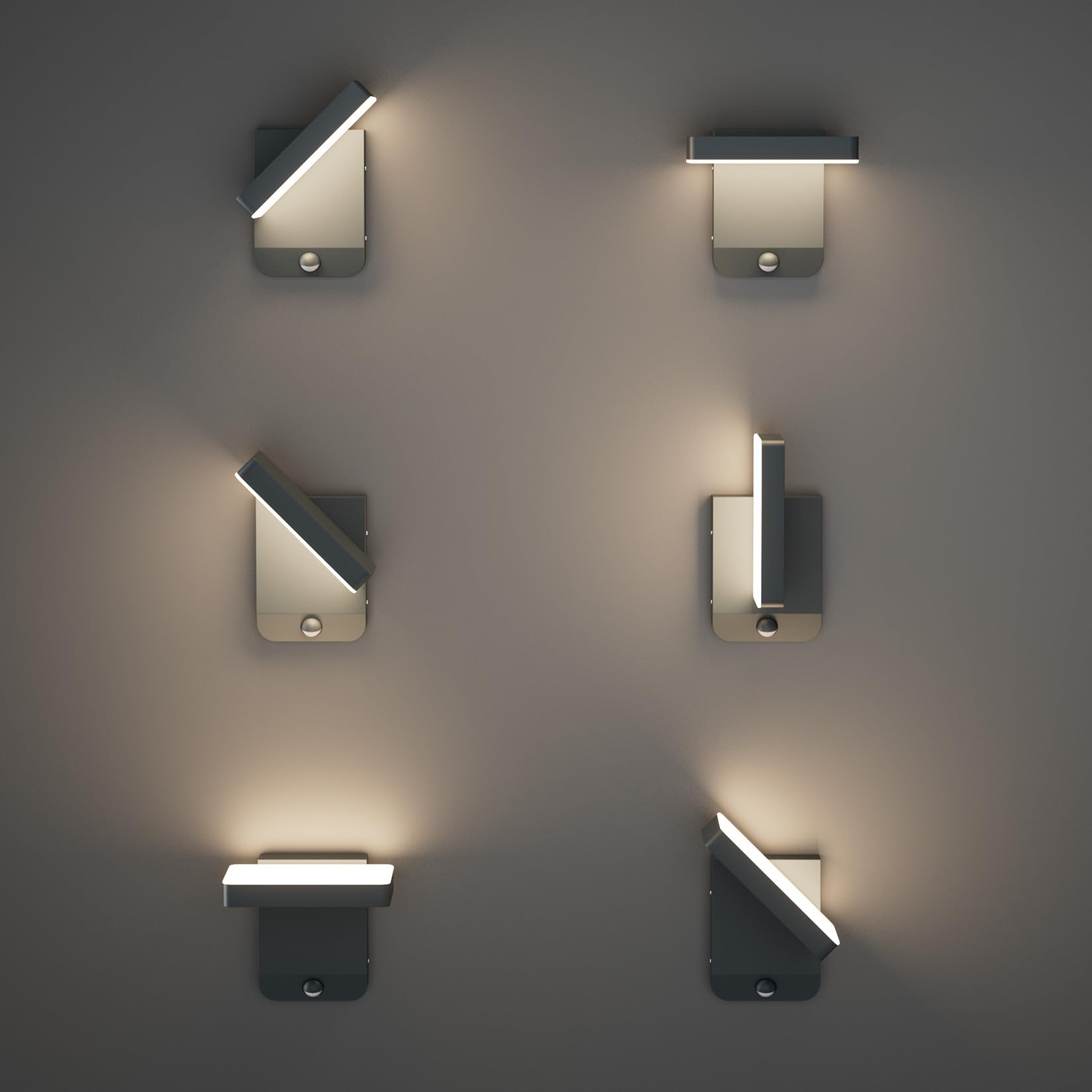 K-Bright 2Stück außenlampe mit bewegungsmelder, Aussenleuchte Mit Bewegungsmelder Außenlampe LED Wandleuchte Aussen für Balkon, Garten IP65 wasserdicht Anthrazit