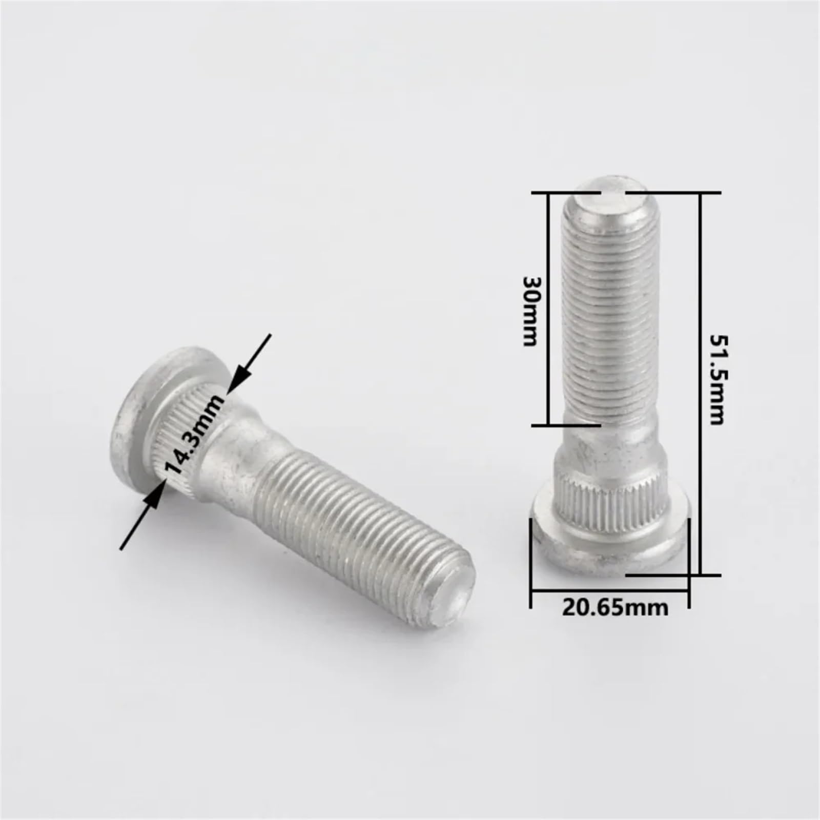 Radschrauben Kompatibel mit Nissan 6-teilige Radnaben-Keilschrauben Schraube M12 x 1,25 Keildurchmesser 14,3 mm Länge 48,5 51,5 mm Klasse 10.9