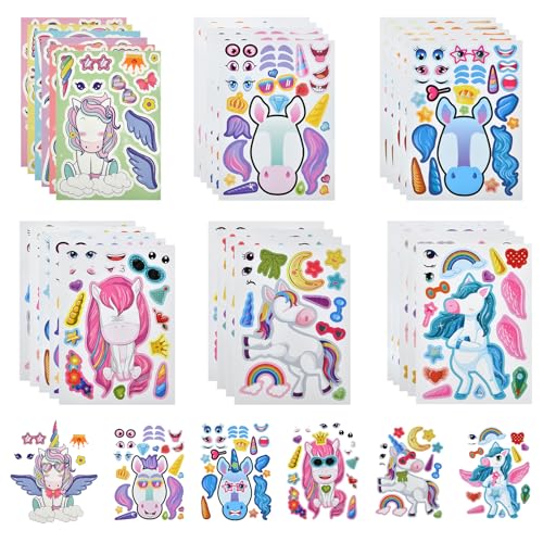 OSDUE 30 Feuilles Gommettes Autocollantes, DIY Licorne Stickers Autocollants, Tatouage Visage Autocollantes, pour Scrapbooking Activités Manuelles Photo...