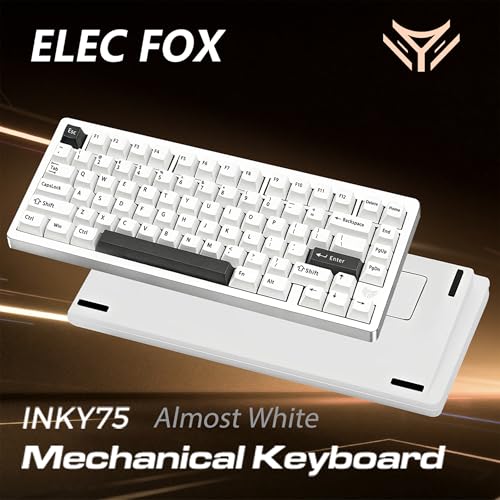 Image of MK INKY75 CNC Aluminum Mechanical Keyboard Triple-Mode Connectivity Gaming Keyboard, 75% Layout Mechanical Keyboard,with Superior Acoustics, Creamy Sounding, RGB /HMX /4000mAh(Almost White)