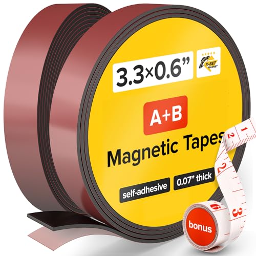 X-BET MAGNET Magnetic Tape A+B 1 Metre + 1 Metre x 1.5 cm - Self-Adhesive Magnetic Tape Roll with Ruler for Fly Screen & Mosquito Nets - Strong Adhesive