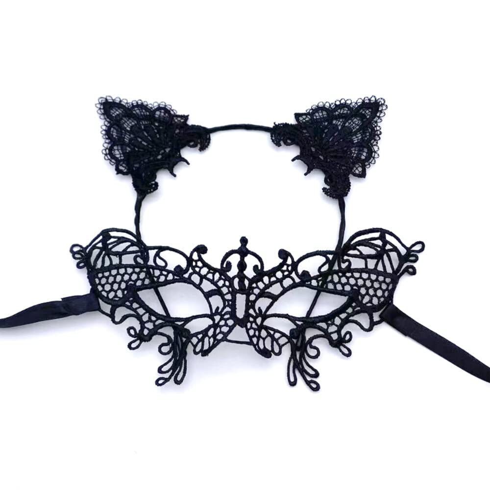thematys Sexy Cat Outfit | Gato | Orejas de Gato | Veneciano | Diadema de Gato | Collar | Máscara | Talla Única | Carnaval | Cosplay | Halloween | Fiesta | Cumpleaños | Boda