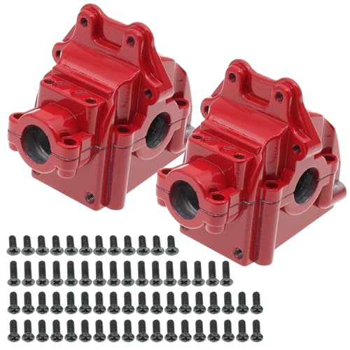 Image of 2PCS Metal Front and Rear Differential Gearboxes Housing Cover Compatible with WLtoys 1 /14 144010 144001 144002 1 /12 124016 124017 124018 124019 RC Car Upgrades Parts (Red)