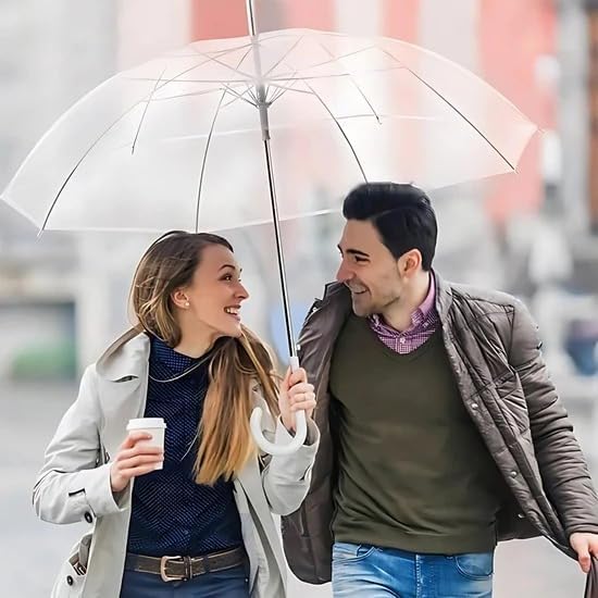 Image of Transparent Bubble Umbrella Windproof Waterproof Clear Dome Rain Umbrella with Automatic Open and Curved Handle for Men, Women, Kids, Travel and Outdoor Use