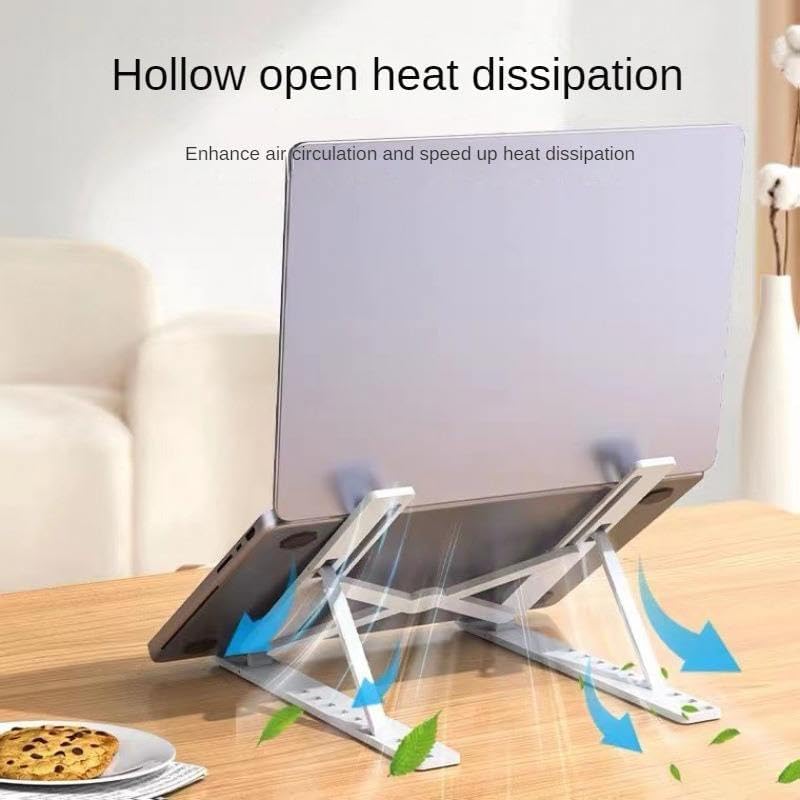 Image of Laptop Stand Metal for Desk, Adjustable Aluminum Laptop Stand with 7 Angles, Foldable Ergonomic Laptop Riser, Portable Ventilated Laptop Holder for 10-15.6 Inch Laptops, Supports 10kg