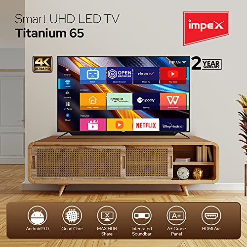 تلفزيون سمارت امبكس 65 بوصة 4K HD LED - تلفزيون سمارت تيتانيوم 65 بوصة UHD مع مكبر صوت