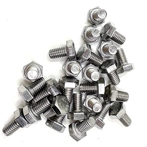 Image of M6 Hex Bolt, M6-1.0 x 10 mm Hex Head Screw Bolts, 304 Stainless Steel, Fully Threaded, Plain Finish, Hex Tap Bolts 25 PCS (M6x10mm)