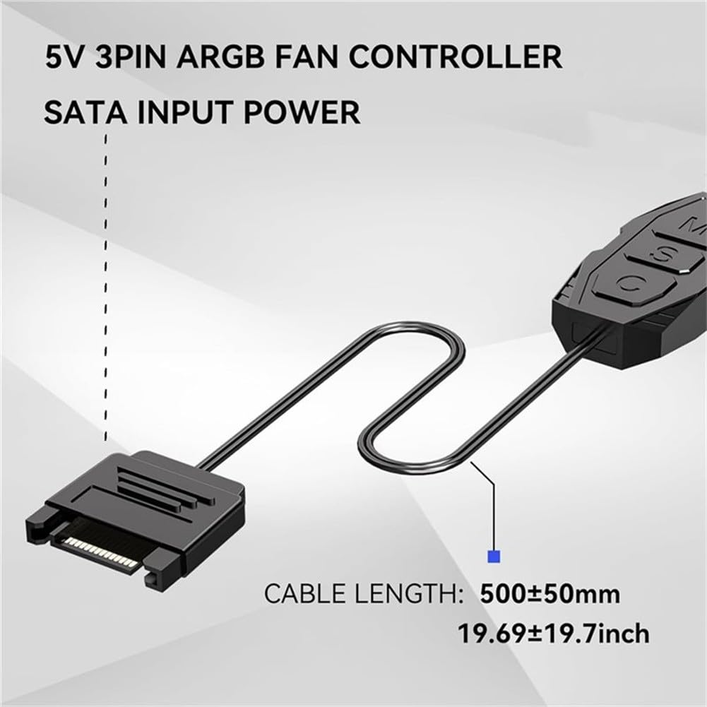 EasyByMall ARGB Controller con telecomando, 5 V 3 pin RGB Hub per case PC Ventole e strisce LED, 17 modalità di controllo illuminazione, installazione senza attrezzi