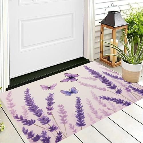 Paillasson d'intérieur 80x120 cm lavable et antidérapant violet - 3