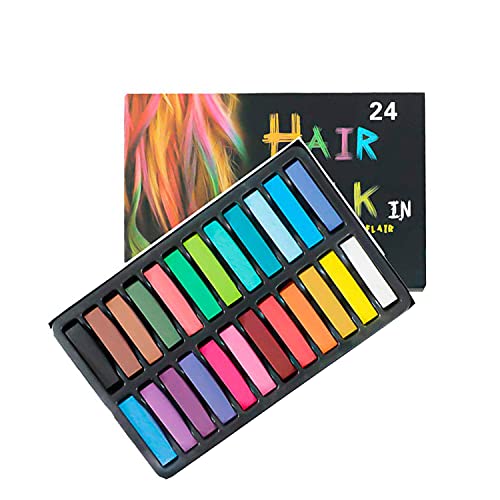Trimming Shop Temporary Hair Chalk Colour Pastel Dye - 24pcs Non-Toxic Pastel Dye Hair Chalk Set for Halloween Makeup Birthday, Salon Washable