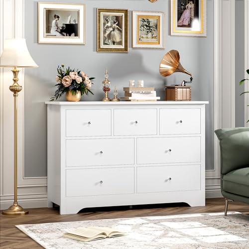 FOTOSOK-White-Dresser-7-Drawer-with-19-Deeper-Depth-472-White-Chest-of-Drawers-Modern-Dresser-with-Metal-Handles-White-Dresser-Chest-of-Drawers-with-Large-Drawer-Storage-Space-for-Home FOTOSOK White Dresser 7 Drawer with 19 Deeper Depth 472 White Chest of Drawers Modern Dresser with Metal Handles White Dresser Chest of Drawers with Large Drawer Storage Space for Home