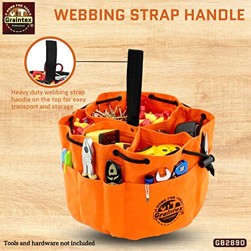 Graintex Gb2890 Grab Bag Orange Color Rip-Stop Canvas 18 Pockets Drawstring Closure #TOP4