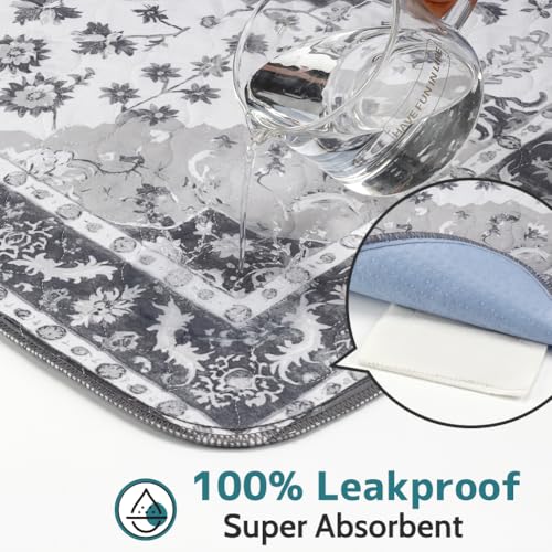 Image of Washable Pee Pads for Dogs, 2 Pack Reusable Puppy Training Pads 40 inchx26 inch Super Absorbent Waterproof Dog Training Pads, Non-Slip Potty Pads, Whelping Pads Litter Mat Light Grey Medallion
