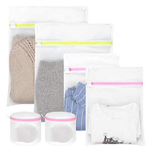 Hivool Bolsa Malla de Lavandería-Conjunto de 6 Bolsas (2L & 2M & 2Sujetador) para Separar Ropa en Lavadora, Proteger Sujetadores Lavadora, Bolsa para la Colada con Cremallera Cerrada