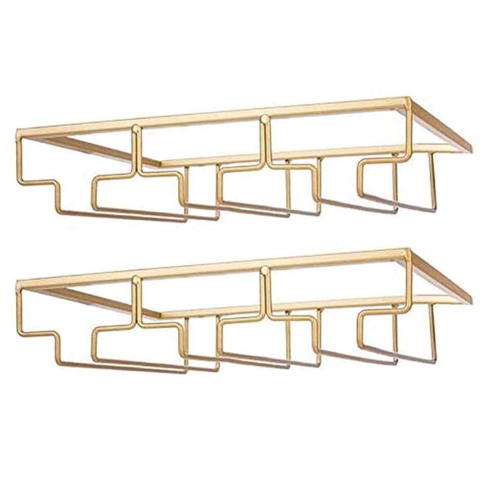Hndhbfgrt 2X 3 Rows Wine Glass Rack und Cabinet Stemware Holder Iron Wine Glass Organizer Glasses Storage Hanger
