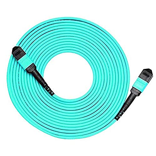 Image of MPO to MPO Fiber Patch Cable,12 Fibers Female, 40G /100G /200G /400G, OM4 50 /125 Multimode Standard Loss Trunk Cable, Type B, Plenum (LSZH) with Random Color(Violet /Aqua)- 10m (33ft)