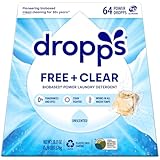 Dropps Stain & Odor Laundry Detergent | Unscented, 64 Pods | Fragrance + Dye Free | Low-Waste Packaging | Works In All Machines + High Efficiency (HE) | Powered by Natural Plant-Based Ingredients