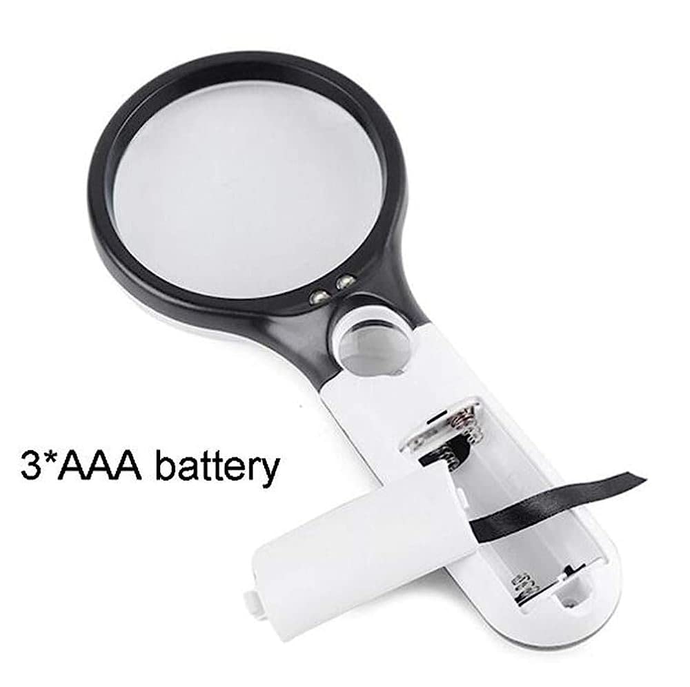 Lupas de Mano con luz LED, 3X-45X de Alto Aumento, Ideal para Personas Mayores Que Buscan Lectura, aficiones, Reparaciones y joyería.