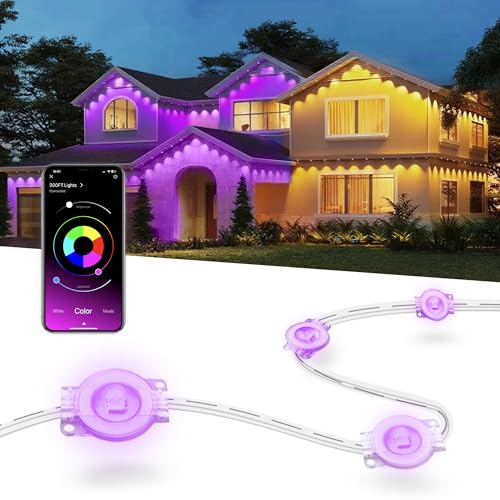 Nexillumi 300ft Permanent Outdoor Lights for House, 2025 New Smart RGB Christmas Lights Outdoor with APP Remote Control, IP67 Waterproof Eternity Eaves Lighting for Halloween Christmas Decorations