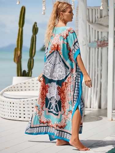 Image of Kaftan Dresses for Women Plus Size Bathing Suit Cover up Caftan Maxi Beach Dresses