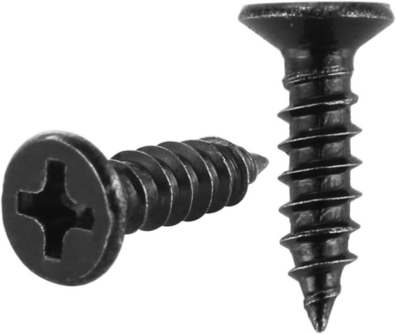 JQK #6 x 1/2" Black Screw, Flat Head Phillips Wood Screw 18-8 S/S Electroplating Black Stainless Steel, #6 x 1/2-Inch, 100-Piece, SB3514-P100