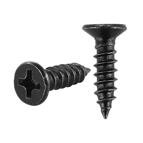 JQK Tornillo negro #4 x 12", cabeza plana Phillips Tornillo para madera 18-8 SS galvanoplastia acero inoxidable negro, 4 x 12 pulgadas, 100 piezas,