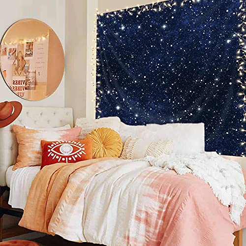 Imirell Night Sky Stars Tapestry 59Wx51H Inch Wall Hanging Dark Blue Cosmic Starry Fantasy Galaxy Universe Texture Outer Space Shining Star Kid Adults Artwork For Bedroom Living Room Dorm Decor Fabric #TOP3