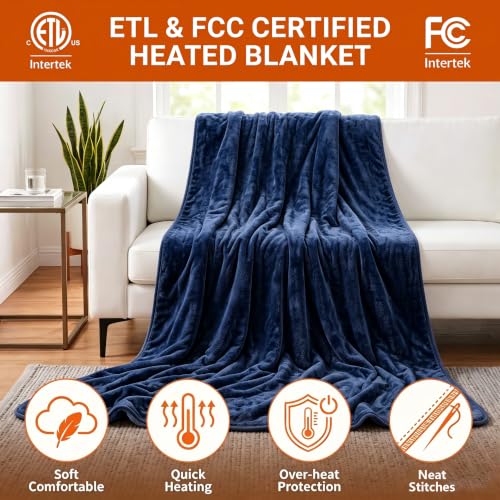 Heizdecke 130x150 cm Kuscheldecke Elektrisch – Ultra-Softes Beidseitiges Flanell, Wärmedecke mit 6 Heizstufen & 12h Timer… – Ansicht 4