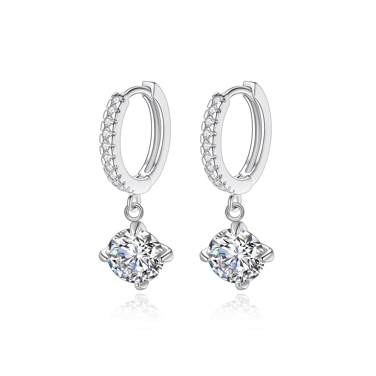 14K Gold Hoop and Drop Earrings with VVS1 Round/Square Cut Moissanite for Women, Ideal for Everyday Elegance or Special Events