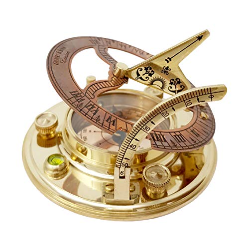 Brass Nautical - Antique Brass & Copper Sundial Compass, Sundial Clock in Box Gift Sun Clock Ship Replica Watch - Image 5