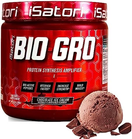 iSatori BIO-GRO Protein Synthesis Amplifier, for Muscle Recovery & Growth, Enhanced Stimulant Free Pre-Workout & Colostrum Supplement with Bio-Active Peptides- Chocolate Ice Cream (60 Servings)