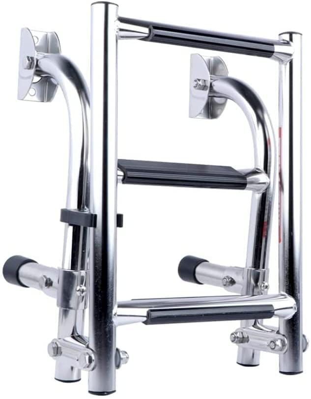 Échelle marine pour pont de bain en acier inoxydable poli 3 marches