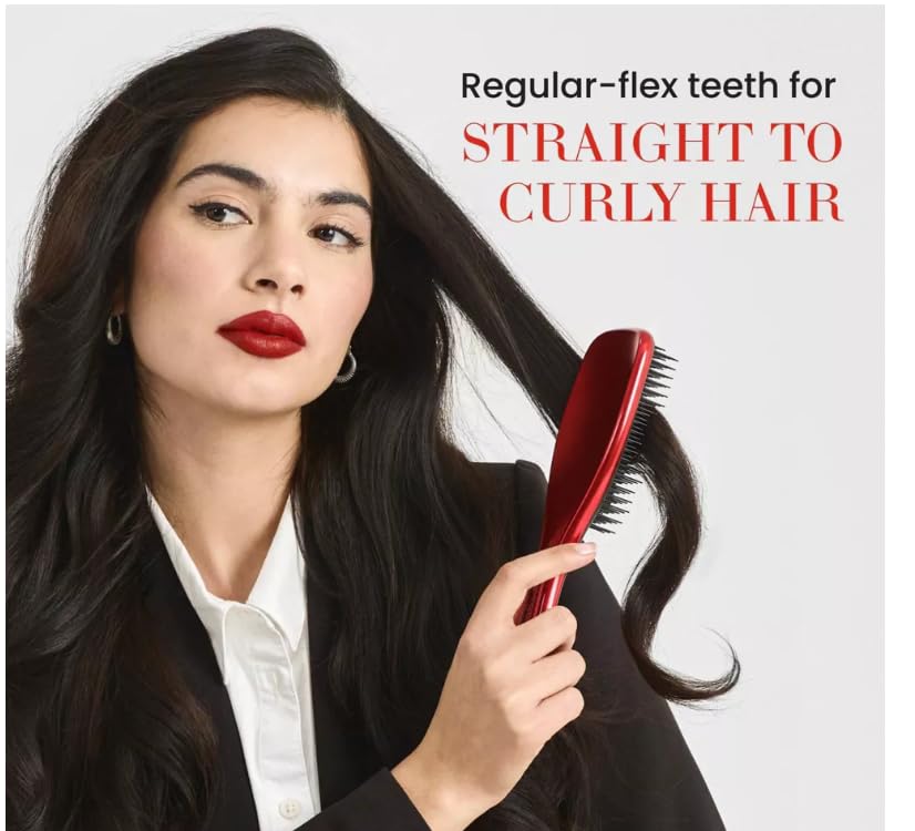 Image of Tangle Teezer x Devil Wears Prada Ultimate Detangler Brush, Red Metallic | Patented two-tier, regular-flex teeth reduce breakage & split ends on wet or dry hair; limited-edition hairbrush for all ages