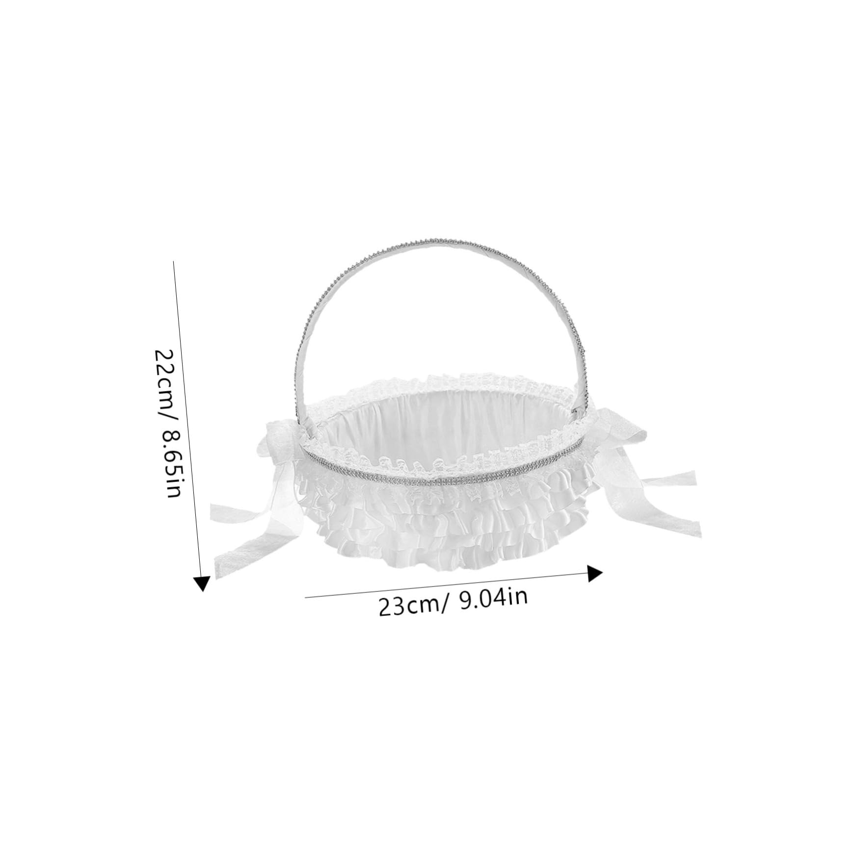 Cabilock Cesto per Damigelle D'onore Bianco in Pizzo Romantico, Cestino da Matrimonio Portatile Decorativo per Fiori e Dolcetti, per Cerimonie Nuziali e Banchetti