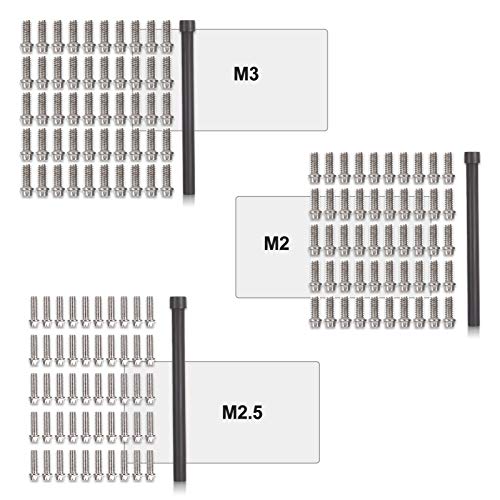 OWSOO Parafusos de aço inoxidável 50PCS M2 com ferramenta de chave para carro de rastreador RC Jante