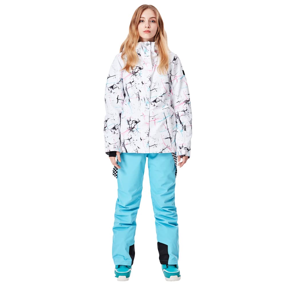 HOTIAN Giacca da sci da Donna e pantaloni Set, Giacca invernale Donna Calda,Pantaloni Da Sciimpermeabili E Cappotto,per Il Lavoro All'aperto Sci Pesca Equitazione Moto