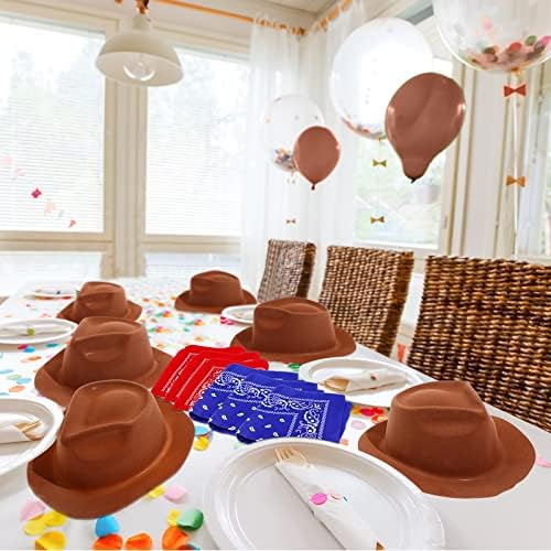 48 Pack Cowboy Hat and Bandana Set, Include 24 Cowboy Hats