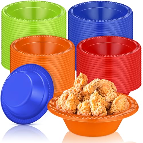 Image of Lallisa 100 Pcs 12 oz Colorful Disposable Plastic Serving Bowls | for Ice Cream, Snack, Salad, Soup; Fit for Autumn, Thanksgiving, Christmas, Picnic and Party Favor Supplies