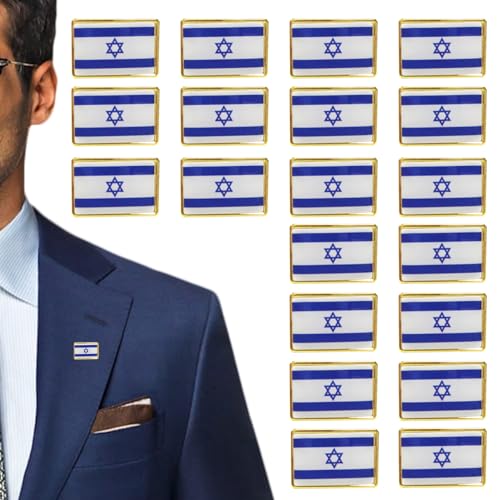 Pins de la Bandera 20pcs Pins de la Bandera de Israel Metal Metal Israeli Broch Insignia de Recuerdo GITS en Bolsas de Ropa Sombreros Pin de la Solapa de la Bandera, Bandera de Israel, alfiler de so