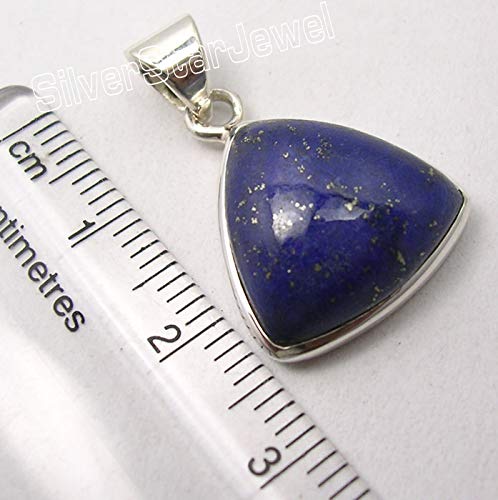 925 Solid Silver Lapis Lazuli Pendant 2.5 cm Jewelry3