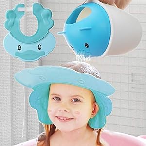 Hair Washing Hat Shower Bath Silicone Cap Soft Adjustable Visor Head Protector Shampoo Cap for Toddler, Baby, Kids…