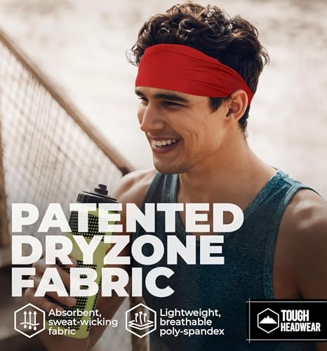 Image of Tough Headwear Tough Outfitters Headband for Men - Mens Headbands - Working Out Sports Performance Head Bands - Athletic Cycling Running Sweat Band, Football Headbands - Sweat Bands Men /Women