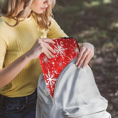 Funda para portátil 13-14 pulgadas impermeable roja con copos de nieve miniatura 6