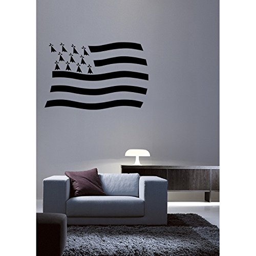 Stickers Drapeau Breton Flottant - Noir, L 150cm x H 100cm