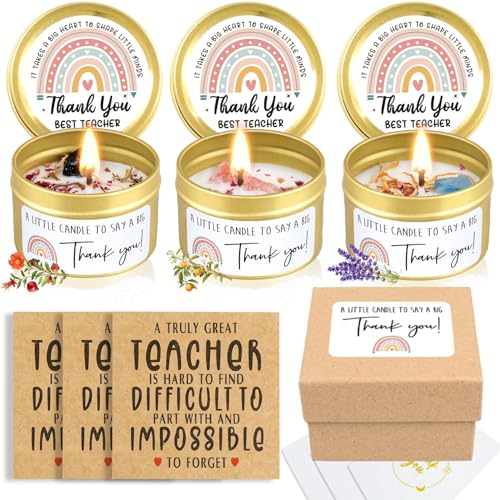iZoeL 3Set Teacher Candle Gift Thank You Teacher Gifts for Women Best Teacher Gifts Multipack Thank You Teacher Cards Gift for Teacher End of The Year Nursery Assistant Head Teacher Pre School Teacher