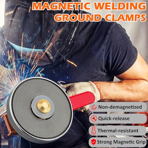 Image of MUTUACTOR 500 AMP Magnetic Welding Ground Clamp, 2packs Φ3.34 inch Strong Gripping Quick Release Magnetic Mount Welding Support Clamp Tools for Welding Cutting Factories Industries Work and Processing