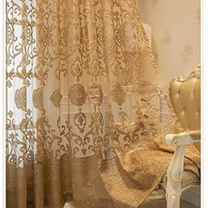 Amidoudou Luxuriöse Goldene Tüllvorhänge, 1 Paar