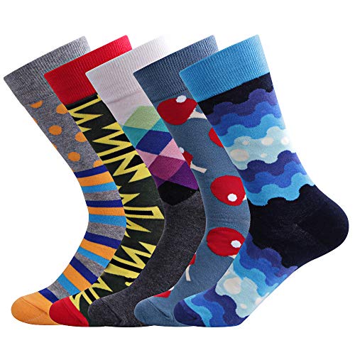 Ambielly Herren Lustig Socken Bunt Baumwolle Neuheit Crew Socken Männer Gemustert Funky Mode Beiläufig Kleid Socken (LB00007D)