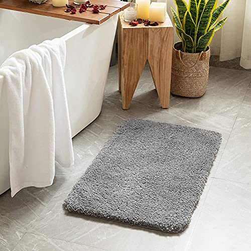 MIULEE Set of 2 Non Slip Shaggy Bathroom Rugs Extra Thick Soft Bath Mats Plush Microfiber Absorbent Water for Tub Shower Machine Washable (Grey, 20x30 inches) by MIULEE - Image 6