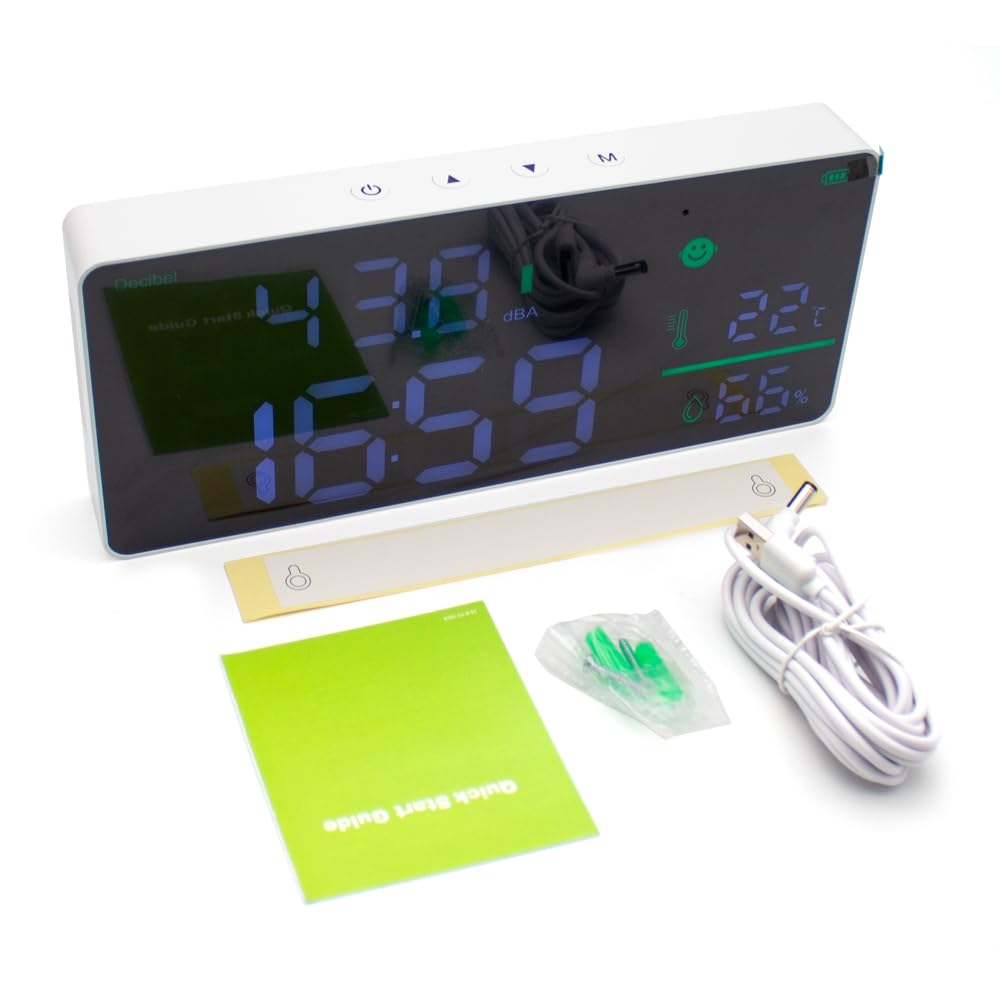 Jieotwice Noise Detector LED Temperature Humidity Display USB Charging Detector 30-130dB Decibel Tester Large Screer Tester Wall-Mounted-image-17